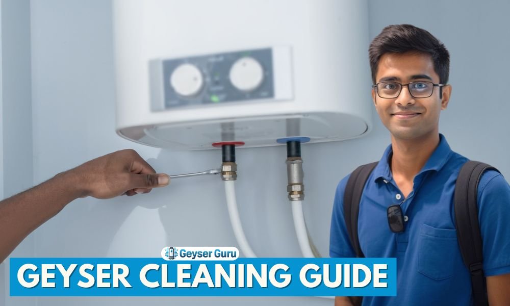 Indian Guy cleaning geyser